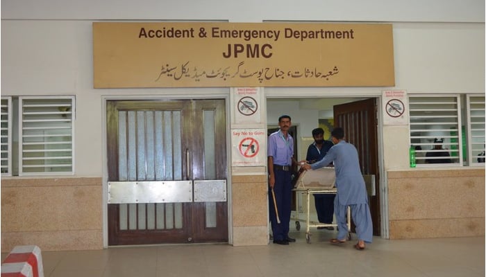 The passage to the emergency department at the Jinnah Postgraduate Medical Centre. — Patients Aid Foundation