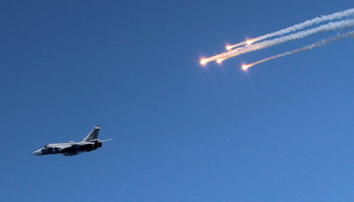 A representational image of an aircraft amid an airstrike. — AFP