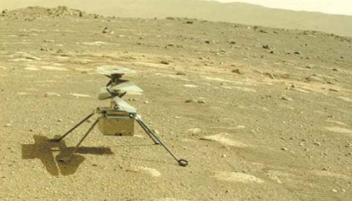 This picture shows the Ingenuity helicopter on Mars. — AFP/File
