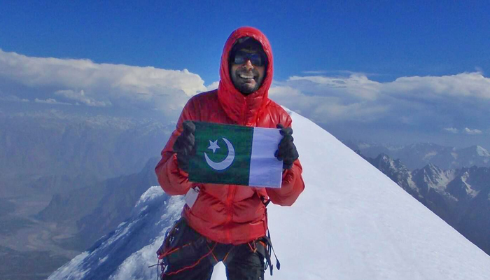 Pakistani climber Asif Bhatti pictured on the snow-covered mountains in the Karakoram Range. — Twitter/@KarakoramClub