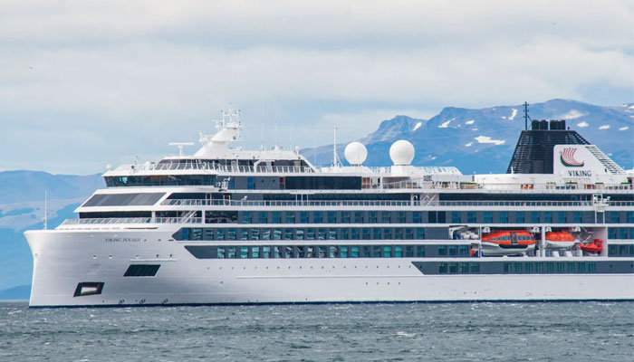 The Norwegian-flagged cruise ship Viking Polaris in Ushuaia, southern Argentina, on Dec. 1. — AFP