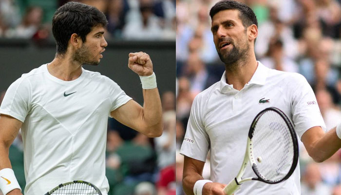 World number one Carlos Alcaraz (left) and seven-time champion Novak Djokovic (right) will face each other in Wimbledon final. — AFP/Twitter/@Wimbledon/File