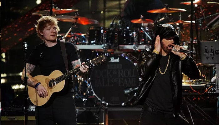 Ed Sheeran fans erupt in cheers as Eminem emerges on-stage at Detroit concert