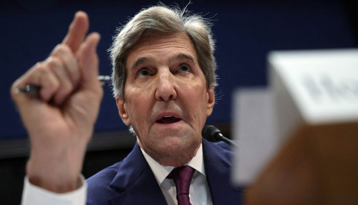 Special Presidential Envoy for Climate John Kerry testifies during a hearing before the Subcommittee on Oversight and Accountability of the House Committee on Foreign Affairs at the US Capitol on July 13, 2023 in Washington, DC. — AFP