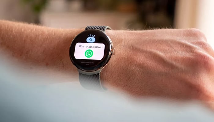 Wear OS watch is seen on a mans wrist with a WhatsApp pop-up on its screen. — Android Central