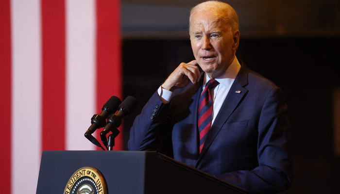 US President Joe Biden speaks on renewable energy at the Philly Shipyard on July 20, 2023, in Philadelphia, Pennsylvania. — AFP