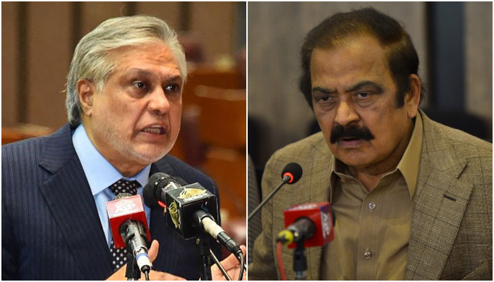 Finance Minister Ishaq Dar(left) and Interior Minister Rana Sanaullah. — AFP/File