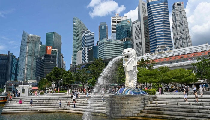 The Merlion statue at Marina Bay in Singapore. — AFP/File