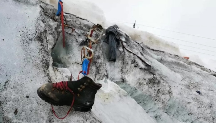 German climbers body was found along with a boot with red laces and climbing equipment on the Theodul glacier. — Swiss police