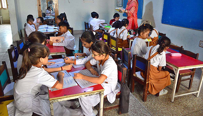 Students attending their class in Hyderabad, on August 1, 2023. — APP