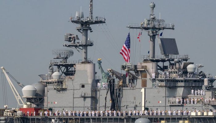 The image shows US Navys fighter ship USS Bataan. — AFP