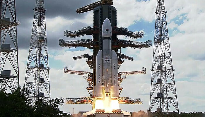 This still from a video shows an Indian Space Research Organisation (ISRO) rocket carrying the Chandrayaan-3 spacecraft lifting off from the Satish Dhawan Space Centre in Sriharikota, an island off the coast of southern Andhra Pradesh state. — AFP