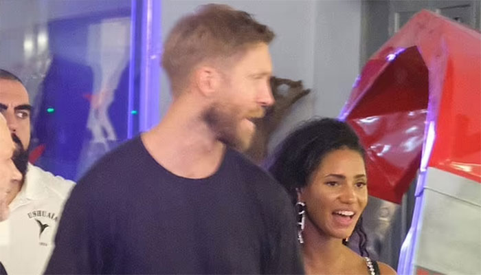 Vick Hope joins Fiancé Calvin Harris at Ibiza closing Party with pal Ellie Goulding.