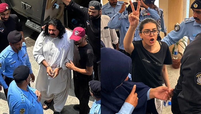 PTM leader Ali Wazir (left) and Human rights lawyer Imaan Mazari (right) photographed after their arrests on August 20, 2023. — AFP
