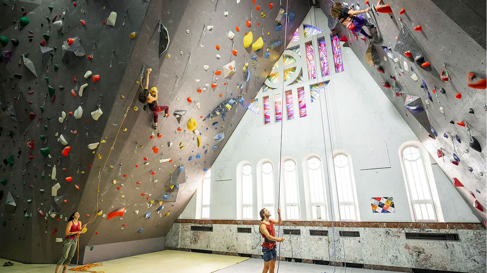 Vertige Escalade climbing centre in Quebec was originally a 1940s church. — Charles Dion