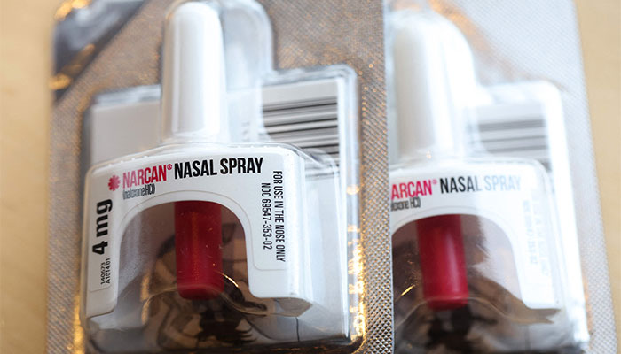 In this photo illustration, a package of Narcan (Naloxone HCI) nasal spray is displayed on March 29, 2023, in San Francisco, California. — AFP