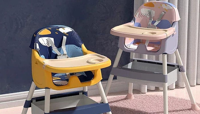 The image shows baby highchairs with adjustable stands. — Instagram @kiddyco