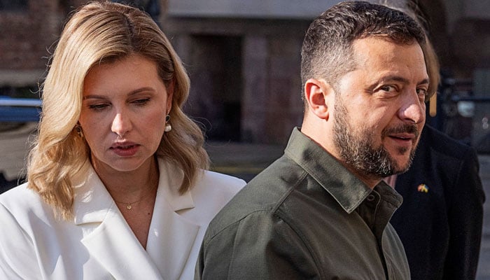 Ukrainian President Volodymyr Zelensky and his wife Olena Zelenska arrive at the Danish Parliament in Copenhagen, Denmark on August 21, 2023. — AFP/File