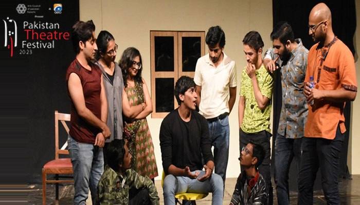 Students of the Theatre Academy of the Arts Council of Pakistan, Karachi, pictured while presenting “Koi Tayyari Nahin! at the Arts Council of Pakistan Karachi.