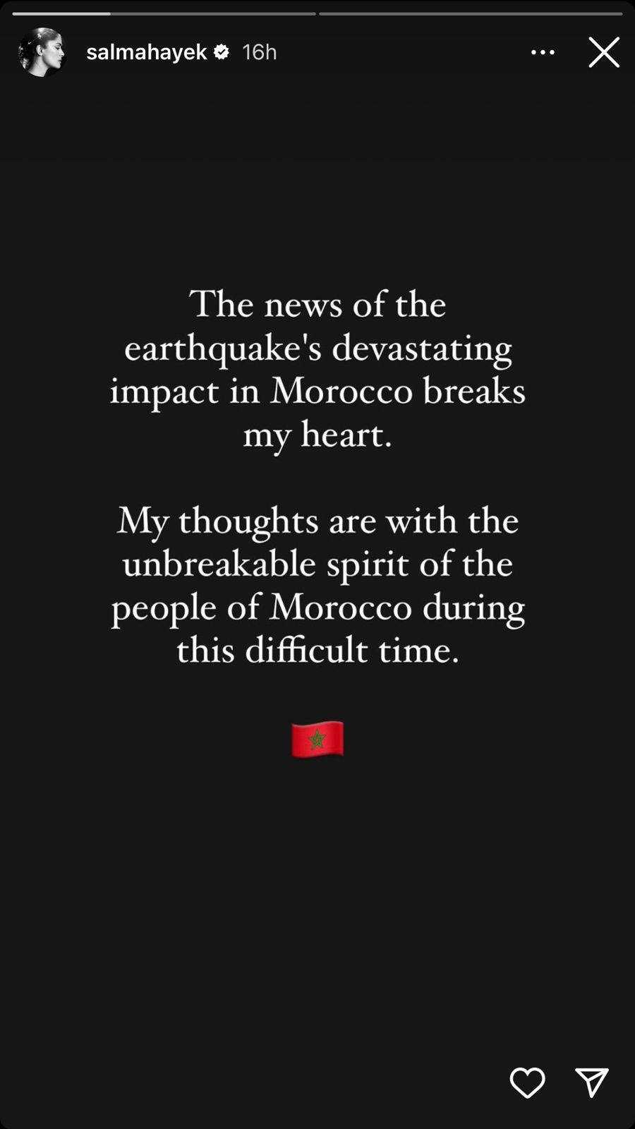 Salma Hayek stands in solidarity with Moroccos earthquake victims