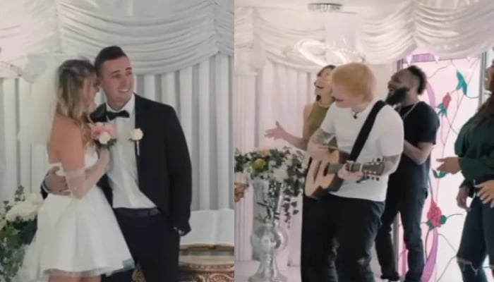 Ed Sheeran leaves couple stunned after crashing their wedding: Watch