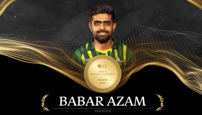 Pakistans skipper Babar Azam as ICCs Mens Player of the Month for August 2023. — @ICC website.