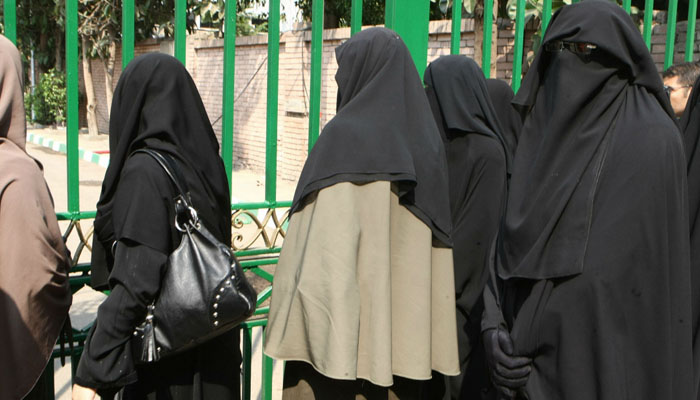 A group of women wearing niqab outside an Egyptian university. — AFP/File
