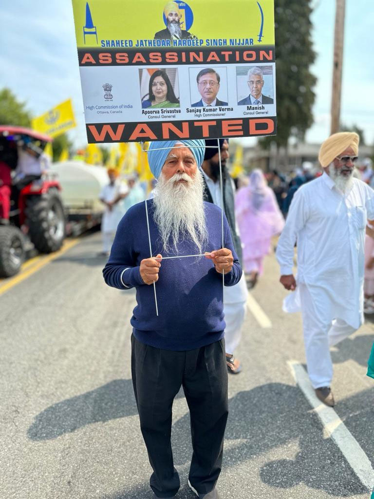 Pictures: Sikhs For Justice leaders Hardeep Singh Nijjar, murdered by Indian govt, and Gurpatwant Singh Pannun. SFJ has been saying from day one of Nijjars murder that Indian diplomats in Canada carried out killing of Nijjar on Canadian soil. Pics by reporter Murtaza Ali Shah