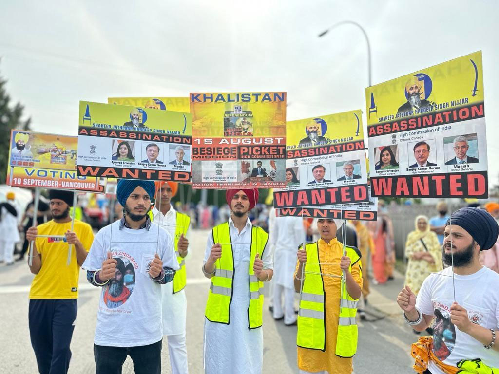 Pictures: Sikhs For Justice leaders Hardeep Singh Nijjar, murdered by Indian govt, and Gurpatwant Singh Pannun. SFJ has been saying from day one of Nijjars murder that Indian diplomats in Canada carried out killing of Nijjar on Canadian soil. Pics by reporter Murtaza Ali Shah