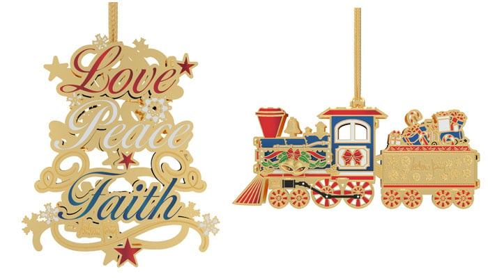 Melania Trumps Love, Piece and Faith and The Christmas Express ornaments. — Instagram @usamemorabilia