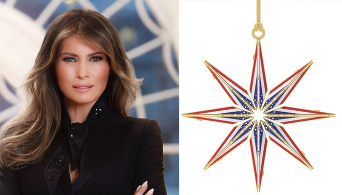 Melania Trump with an ornament from her new Christmas collection. — Instagram @usamemorabiliaf
