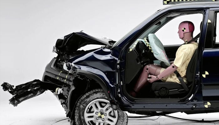 The first female car crash test dummy created by Swedish engineer Astrid Linder. — Twitter @ap