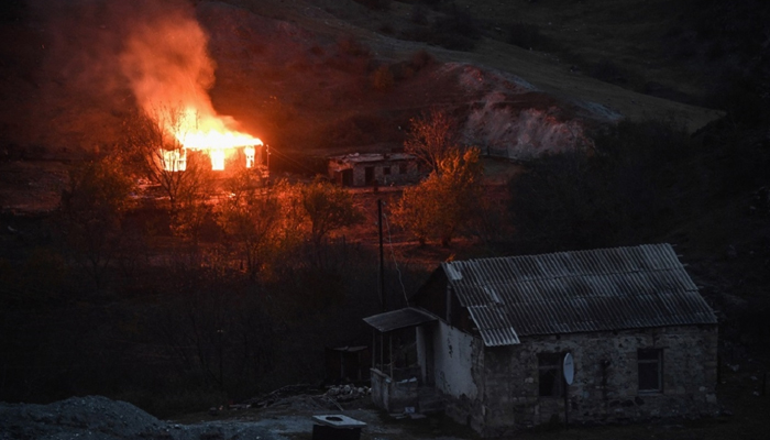 Thick plumes of black smoke could be seen rising over the valley in Nagorno-Karabakh as a lasting solution to the decades-long conflict remains elusive. — AFP/File