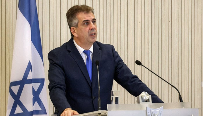 Israels Foreign Minister Eli Cohen speaks during a joint press conference with his Cypriot and Greek counterparts following their trilateral meeting at the foreign ministry headquarters in Nicosia on March 31, 2023. — AFP/File