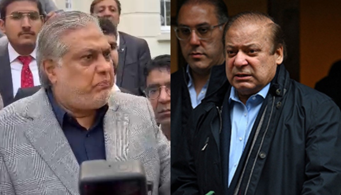 Former finance minister Ishaq Dar (left) and Pakistan Muslim League-Nawaz (PML-N) supremo Nawaz Sharif. — Provided by the reporter/AFP