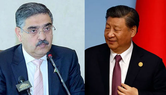 Interim Prime Minister Anwaar-ul-Haq Kakar (left) and Chinese President Xi Jinping. — APP/AFP/File