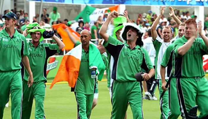 Irish players celebrate after stunning Pakistan in the 2007 World Cup. — AFP/File