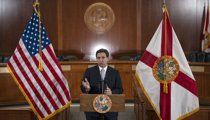 The Florida governor Ron DeSantis while speaking with the media. — AFP/File