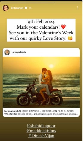 Kriti Sanon, Shahid Kapoor team up for Valentine’s special film