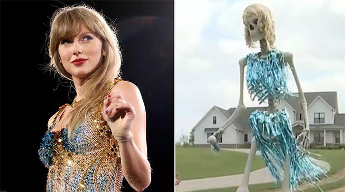 Taylor Swift and Travis Kelce skeletons haunt Indiana for Spooktacular Halloween
