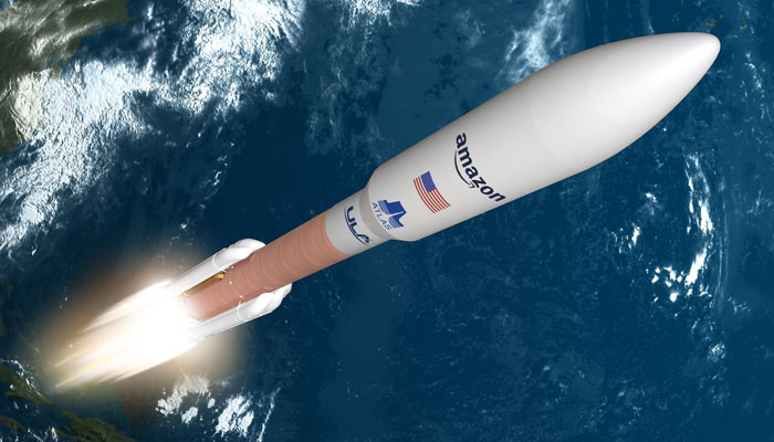 An illustration depicting Amazons Project Kuiper launch. — Amazon
