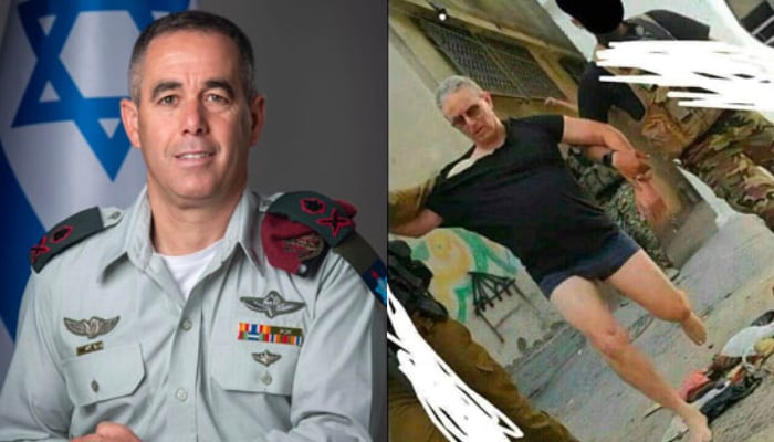 Major General Nimrod Aloni (right) allegedly being taken by Hamas fighters. — The Telegraph