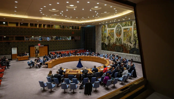A general view shows a United Nations Security Council meeting on non-proliferation at the United Nations headquarters in New York City on March 20, 2023. — AFP