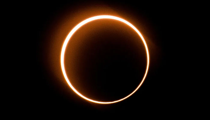 The moon moves in front of the Sun in a rare ring of fire solar eclipse as seen from Tanjung Piai, Malaysia on December 26, 2019. — AFP