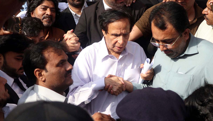 PTI President Parvez Elahi leaves after hearing of his case at the Lahore High Court on September 1, 2023. — PPI
