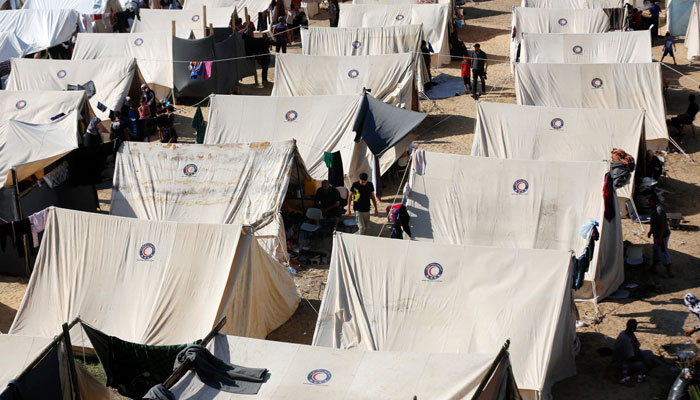 About 200 tents were set up earlier this week in Khan Younis for Palestinians who fled their homes under intense Israeli bombardment in the northern Gaza Strip and Gaza City. — Al Jazeera/File