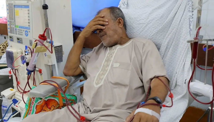 Palestinian patients undergo kidney dialysis at al-Shifa hospital, in Gaza city on September 17, 2023. — Social media @omarashtawy
