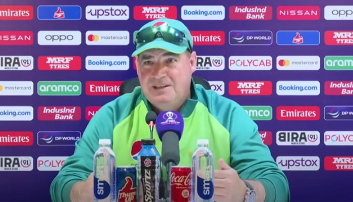 Pakistan cricket team director Mickey Arthur addresses a press conference after the match against South Africa on October 27, 2023. — provided by reporter