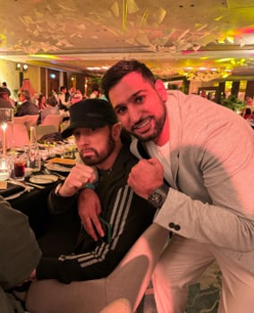 Amir Khan posing with Eminem. — Instagram