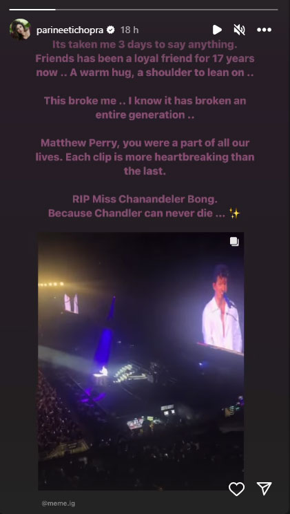 Parineeti Chopra says Matthew Perry’s death ‘broke an entire generation’
